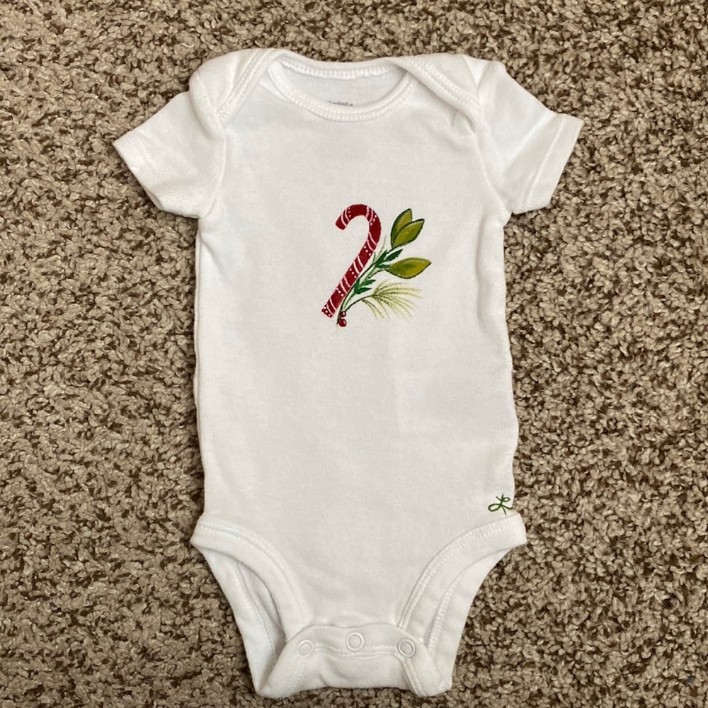 Hand Painted Boho Candy Cane Floral Holiday Newborn Bodysuit/Onesie